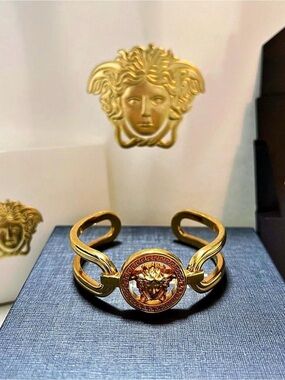 Versace Gold-Tone Medusa Open Cuff Watch Bracelet